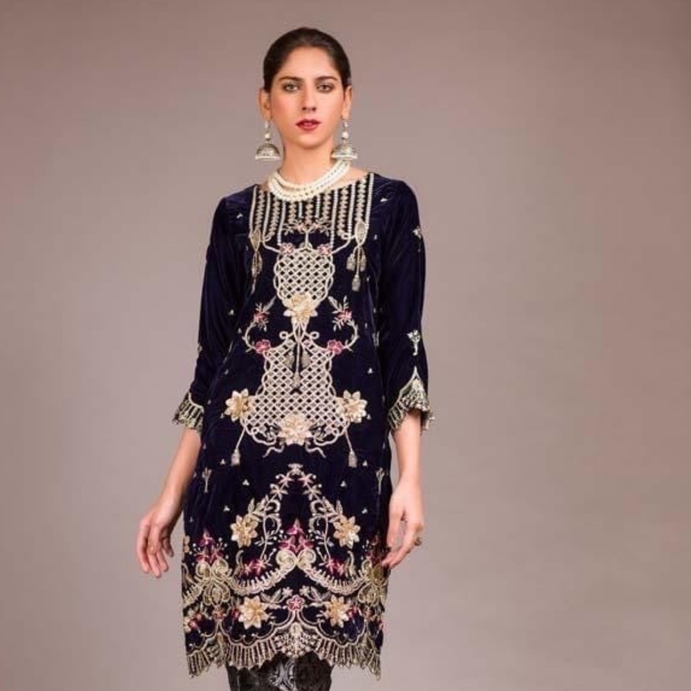 Pakistani velvet dress